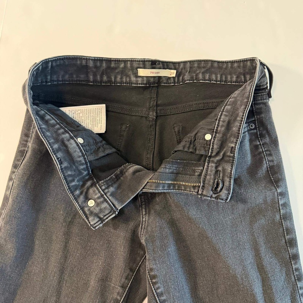 Levis 711 Skinny Jeans Womens 29 Washed Black Mid Rise Stretch Denim Denim Pants - Picture 5 of 16